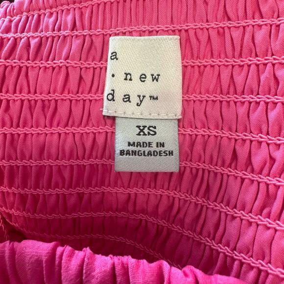 A New Day Hot Pink Puff Short Sleeve Cut Out Bubble A-Line Dress Womens Size XS - Picture 8 of 11